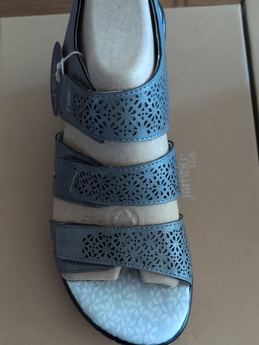 JBU Women’s Perforated Triple-Strap Sandal - Gray